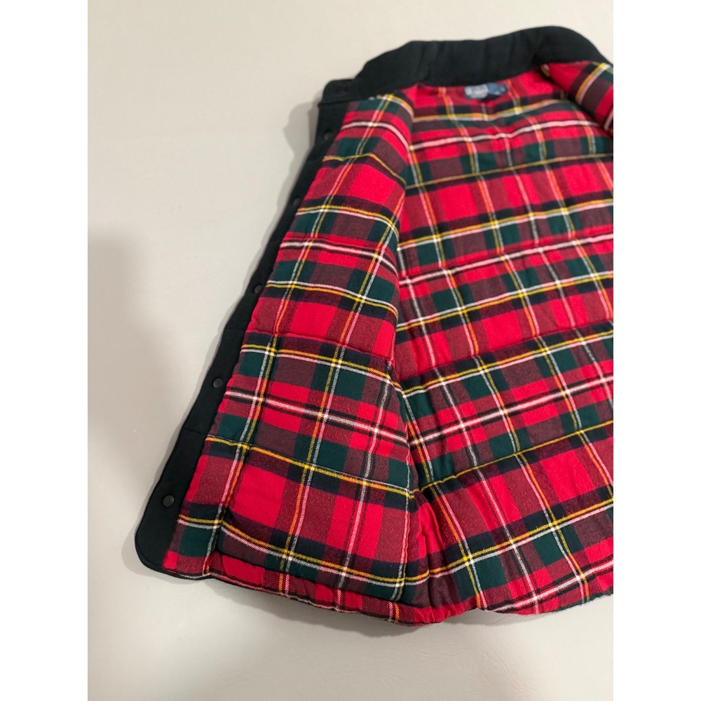 Polo Ralph Lauren Puffer Vest Mens L Black  Plaid Lined Fleece - Picture 9 of 12